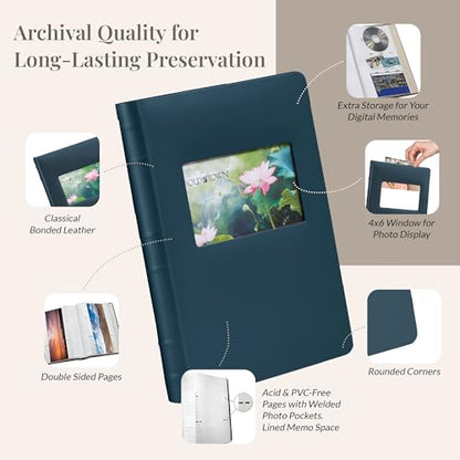 Old Town 2-Pack Bonded Leather Photo Albums, Photo Album 5x7 & 4x6 Slots, Navy - color: Navy