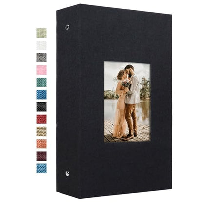Vienrose 4x6 Photo Album,420 Pockets,Linen Cover with Window,Black | Linen Hardcover, Slip In Photo Book, Family Memory Album, Travel Keepsake - color: Black, size: 420 Pocket