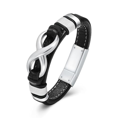 Urn Bracelet for Ashes With Leather Cremation Bracelet Stainless Steel Keepsake Cuff Bangle for Men Gifts With Funnel Kit & Bag - color: Silver-20cm