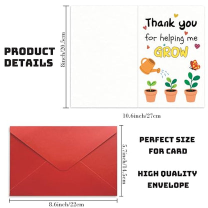 Thank You Teacher Appreciation Cards with Envelopes Thank You for Helping Me Grow Preschool Kindergarten Gift from Kids Students Daycare Happy Dog Birthday Card (HK034) - color: HK034