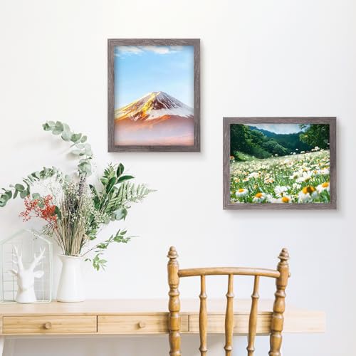 Muzilife 8x10 Shadow Box 3D Picture Frames, Glass, 3 Pack, Texture Gray | FSC-Certified MDF | With Stand | Tabletop or Wall Display | Memory Box | Shadow Cases Set | For Photos and Keepsakes - color: 3pc 8x10-texture Gray