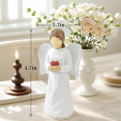 Guardian Angel Figurines for Women, Healing Angel Statue Home Decor | Thanksgiving Christmas Birthday Gifts Resin Angel Ornaments, Hand-Painted Sympathy Gifts for Loss of Loved One - style: Angel - Holding Heart
