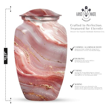 Rose Gold Abstract Urn for Human Ashes - color: Rose Gold Abstract, size: 10 Inch + 3 Inch - Pack of 5
