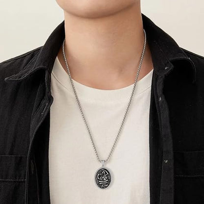 925 Sterling Silver Patron Saint Necklace Amulet Miraculous Medal Pendant Jewelry for Men Women with Friendship Talisman Travel Inspirational Gifts - color: black-E