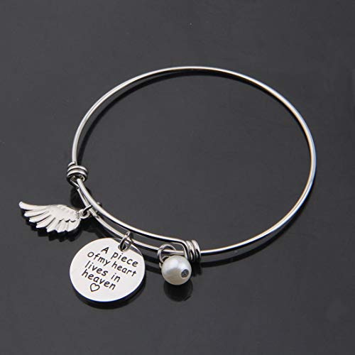 Memorial Jewelry Sympathy Gift A Piece of My Heart Lives In Heaven Lariat Y Necklace Loss Jewelry Gift - color: a piece bracelet