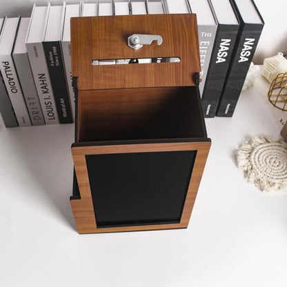 SHUMEI Wooden Suggestion Box with Lock, Donation and Tip Box for Events