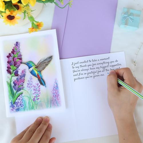 KingKraft Hummingbird Quilling Card, Birthday Card, Anniversary Card for Wife, Husband, Greeting Card for All Occasions, Mothers Day, Valentines Day Card, Thinking of You, Get Well Card - color: Hummingbird