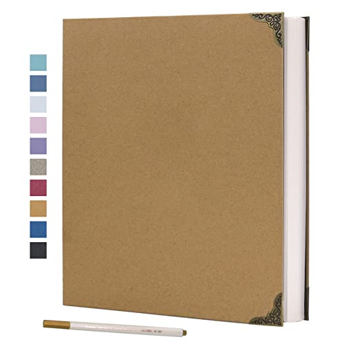 Vienrose 3 Rings Self Adhesive Photo Album 20 Sheets/40 Pages Khaki | Hardcover, DIY Scrapbooking Kit, Paper Scrapbook, 9 x 10 6 inch, Lover Friends Kids Wedding - color: Khaki, size: 9'' x 10.6''40Pages