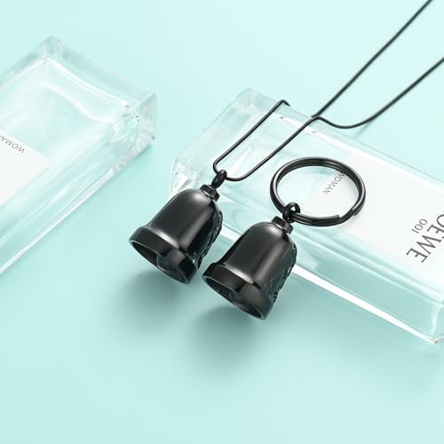 Eagle Love Cremation Keychain Bell Urn Necklaces for Ashes Keepsake Ash Pendant Memorial Urn Keychain Jewelry - color: Black-2pcs
