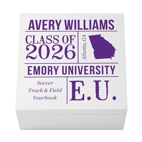 Let's Make Memories Personalized Keepsake Box - For Graduation Class of 2026 or Any Year - Graduate Memento Box - Customize For Any Grad and School - 6" Hx12 Sq - All About The Graduate - Purple - color: Purple - All About The Graduate