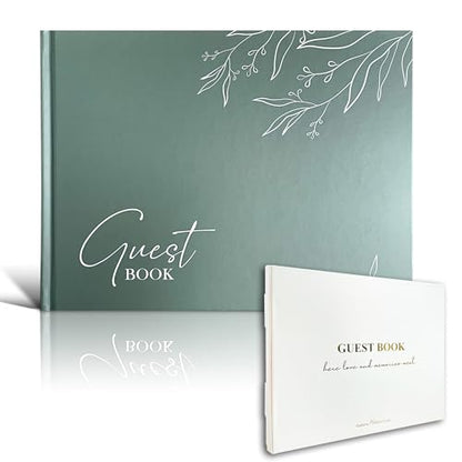 Mr&MrsGifts Elegant Wedding Guest Book Hard Cover Guest Sign in Book,Green | Guest Book Wedding Reception,Bridal Shower Gifts,Wedding Gifts - color: Sage Green