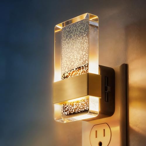 DORESshop LED Night Lights Plug Into Wall, 0-100LM Dimmable Nightlight | Bubble Decorative Night Light with Dusk-to-Dawn Sensor, Wall Sconce-Style Design Nightlights for Bathroom, Hallway,Stairway - color: Soft White - Bubble, size: 1 Count (Pack of 1)