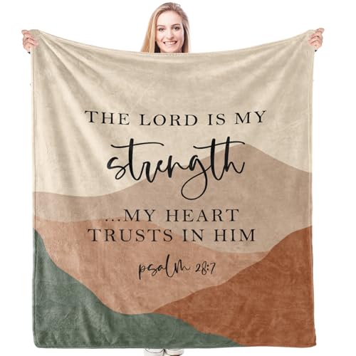 HIWX Boho Christian Blanket, the Lord is My Shepherd Bible Verse Abstract Mountain Throw Blanket for Home Bedroom Living Room Couch Bed Decor, Christian Gifts for Women, 50x60 Inches - color: Strength, size: 50“L x 60”W