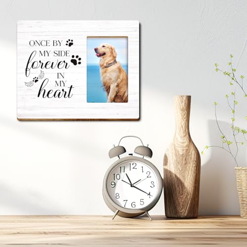 Pet Memorial Gifts for Dogs,Sympathy Gift for Loss of Dog,Remembrance Gifts for Loss of Dog,Once by My Side Forever in My Heart Wood Picture Frame - style: forever in my heart
