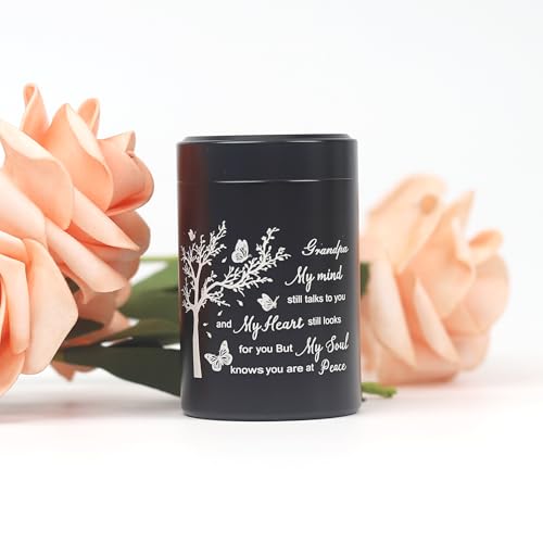3 Inch Small Urn for Human Ashes Aluminum Mini Cremation Small Keepsake Box for Sharing Ashes Mini Urn-Grandpa - size: Black-Grandpa