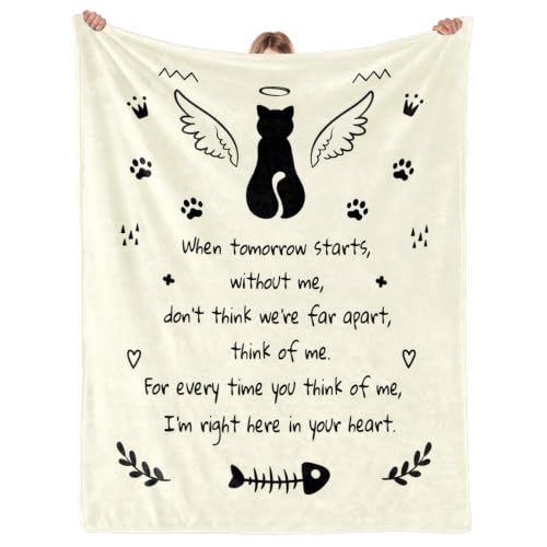 Memorial Sympathy Gifts for Loss of Cat, Cats Memorial Blanket 60" x 50" - color: Cat Memorial