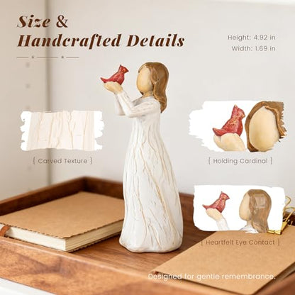 Cardinal Gifts for Women Angel Cardinal Figurine Decor Memorial Sympathy Gifts for Loss of Loved One Holding Hope - style: Messenger