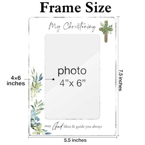 Christening Gifts Photo Frame Baptism Gifts for Boys Girls Godchild, My Christening May God Bless and Guide You Always Baptism Acrylic Picture Frames 4 x 6 Inch Photo - color: N-My Christening