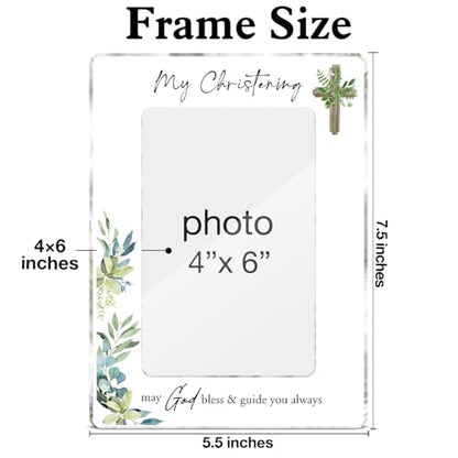 Christening Gifts Photo Frame Baptism Gifts for Boys Girls Godchild, My Christening May God Bless and Guide You Always Baptism Acrylic Picture Frames 4 x 6 Inch Photo - color: N-My Christening