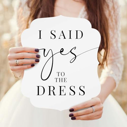 Classic I Said Yes To The Dress Sign / 10" x 12" Chic Black And White Wedding Boutique Sign/Plastic Special Event Dress Photo Prop/Made In The USA - color: Classic, style: Yes to the Dress