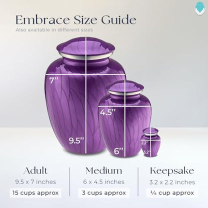 Geturns Embrace Adult Personalized Butterfly Cremation Urns for Human Ashes I Large Pearl Purple Funeral Urn for Men and Women I 200 lbs - color: Pearl Purple