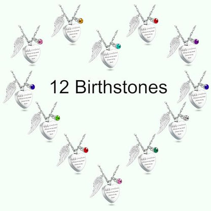 Gredstar Heart Urn Necklace for Ashes, ECG Memorial Pendant | Heartbeat Line, Angel Wing, 12 Birthstones, Stainless Steel, Screw Closure, Funnel & Box Included - style: Grandfather