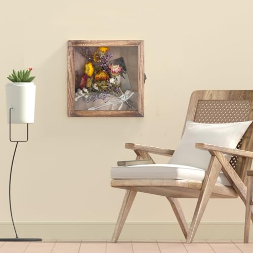 Small Shadow Box Frame 8x8 with Real Glass,Carbonized - color: Wood, size: 8*8