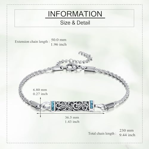 Urn Bracelet For Ashes 925 Sterling Silver Abalone Shell Cremation Keepsake Pendant Locket Bracelet For Women Men - style: Dragonfly