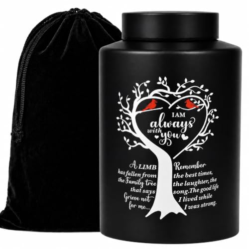 Up to 220 lbs Cremation Urns for Human Ashes Adult Man Female, Large Cardinal Bird Urns for Ashes, Decorative Stainless Steel Funeral Burial Memorial Urn for Mom Dad Men Women, Black - color: Black