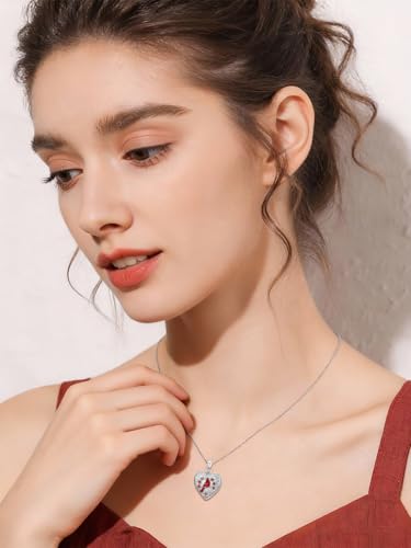 Dorunmo Personalized Locket Necklace 925 Sterling Silver that Holds Pictures Butterfly Birthstone Photo Heart Locket Custom Jewelry Congratulations New Beginnings New Job Gifts for Women - color: Cardinal, style: Only Locket