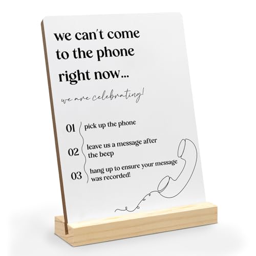 Audio Guestbook Sign, Wedding Guest Book Desk Decor, Leave A Message Wood Plaque Sign, Audio Guest Book Wedding Phone Signs Wooden Plaque with Wood Stand forWedding Table Decor, 5x7 inch - color: come right, size: 5x7 inch