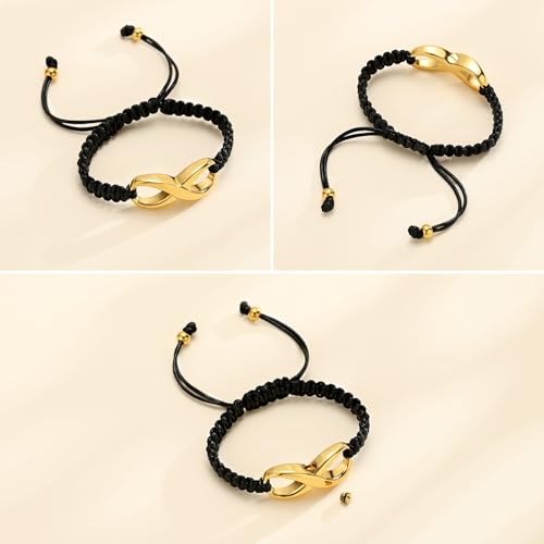 Minicremation Cremation Bracelet for Ashes Infinity Memorial Jewelry Urn Bracelet Braided Rope Adjustable Keepsake Bangle for Women Men - color: Gold