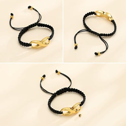 Minicremation Cremation Bracelet for Ashes Infinity Memorial Jewelry Urn Bracelet Braided Rope Adjustable Keepsake Bangle for Women Men - color: Gold