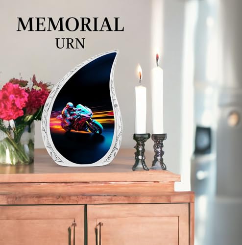 Racer Bike Teardrop Urns, Small Urns for Human Ashes, Urn for Ashes Adult Male, Urns for Human Ashes Adult Female, Tiny Urn, Miniature Urn, Memorial Urns and Keepsakes for Ashes 3 Inch 1 Pcs - size: Keepsake-1