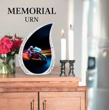 Racer Bike Teardrop Urns, Small Urns for Human Ashes, Urn for Ashes Adult Male, Urns for Human Ashes Adult Female, Tiny Urn, Miniature Urn, Memorial Urns and Keepsakes for Ashes 3 Inch 1 Pcs - size: Keepsake-1