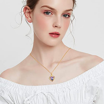 shajwo Angel Wing Heart Urn Necklace for Ashes - color: Gold-Purple
