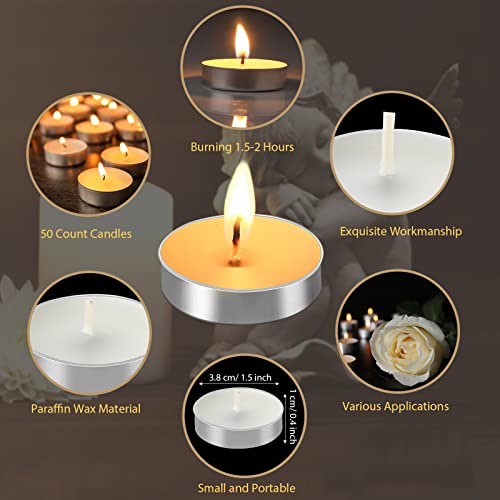 Coume 50 Set Funeral Favors - Tealight Candles, White Candles with Condolence Cards and Organza Bags for Guest Memorial Party (Minimalist) - style: Minimalist