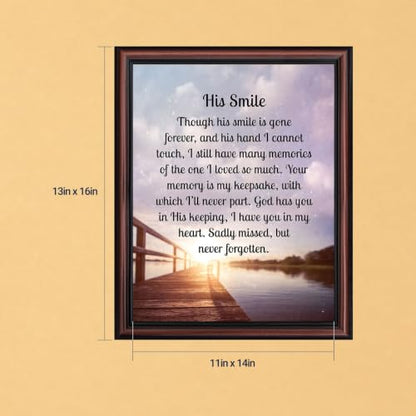 Memorial Gifts for Loss of Husband, Sympathy Gift, His Smile In Memory of Loved One, Picture Frames for Sympathy Gift Baskets, Bereavement Gifts for Loss of Father, Loss of Son Condolence Gift, 2182W | Sympathy Gifts for Loss of Loved One, Memorial Gifts