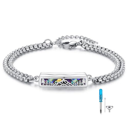 TUGHRA Ashes Bracelet for Women Urn Bracelet for Ashes 925 Sterling Silver Cremation Jewelry Memorial Gifts Keepsake Bracelet - style: Ashes Bracelet-bar-mountains-oxidation