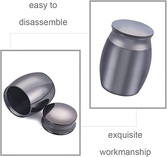 Small Urns for Ashes Mini Human Urns Small Keepsake Stainless Steel Mini Waterproof Memorial Cremation Container Jar for Memorial Pet（Black）