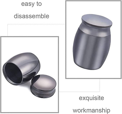 Small Urns for Ashes Mini Human Urns Small Keepsake Stainless Steel Mini Waterproof Memorial Cremation Container Jar for Memorial Pet（Black）