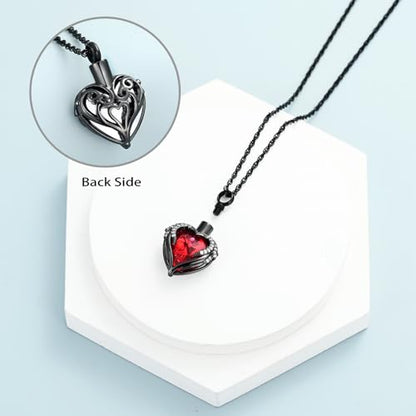 shajwo Angel Wing Heart Urn Necklace for Ashes - color: Black-Red