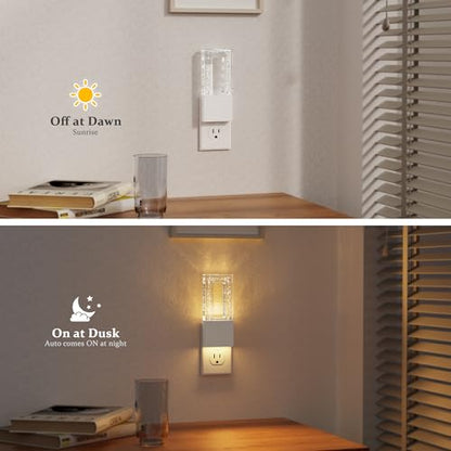 JandCase Night Lights Plug into Wall, Dusk to Dawn Sensor, 3000K Soft White - color: White-3000K, size: 2 Pack
