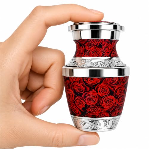 Red Roses Small Keepsake Urn for Ashes - color: Red Roses, size: Small