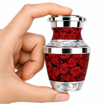 Red Roses Small Keepsake Urn for Ashes - color: Red Roses, size: Small