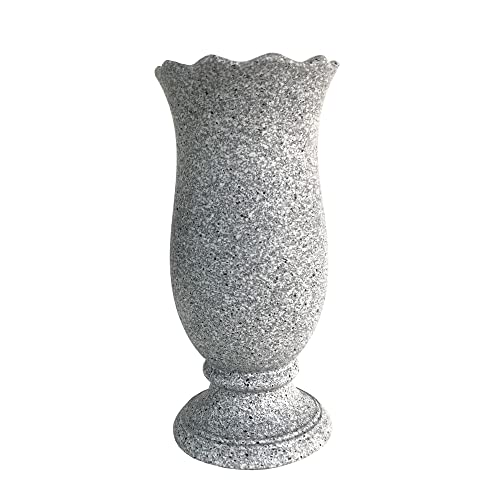 Grave Vase for Cemetery Memorial Grave Decoration Marble Color with Ground Spikes Comes with Flower Foam… - color: Gray