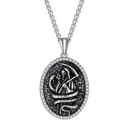 925 Sterling Silver Patron Saint Necklace Amulet Miraculous Medal Pendant Jewelry for Men Women with Friendship Talisman Travel Inspirational Gifts - color: black-E