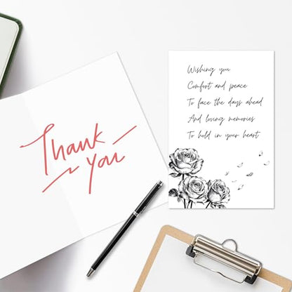 Rose Sympathy Card for Loss of Loved One, Blank Inside | 300 GSM rose sympathy card with a blank inside and red envelope, designed to offer comfort after the loss of a loved one - color: Luxury