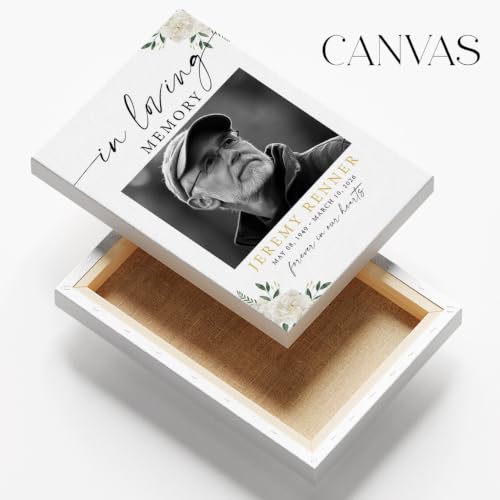 Personalized Funeral Welcome Sign with Photo for Celebration of Life #6 | Elegant Celebration Tribute Canvas Display, Celebration Tribute Board, Forever In Our Hearts Keepsake for Loved Ones - color: Version #6