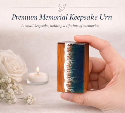 Ocean theme keepsake urn | mini urn for small ashes | ashes sharing box (keepsake) - size: Mini